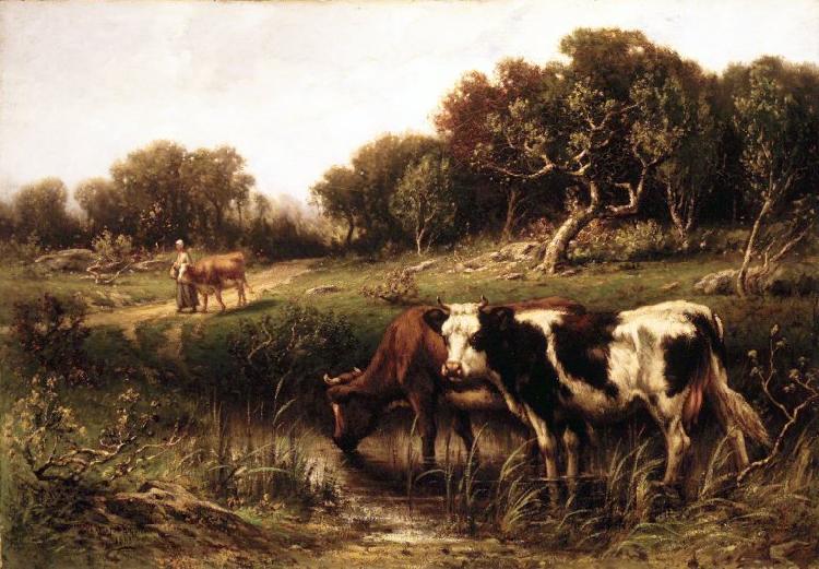 unknow artist Cattle in a Pool China oil painting art